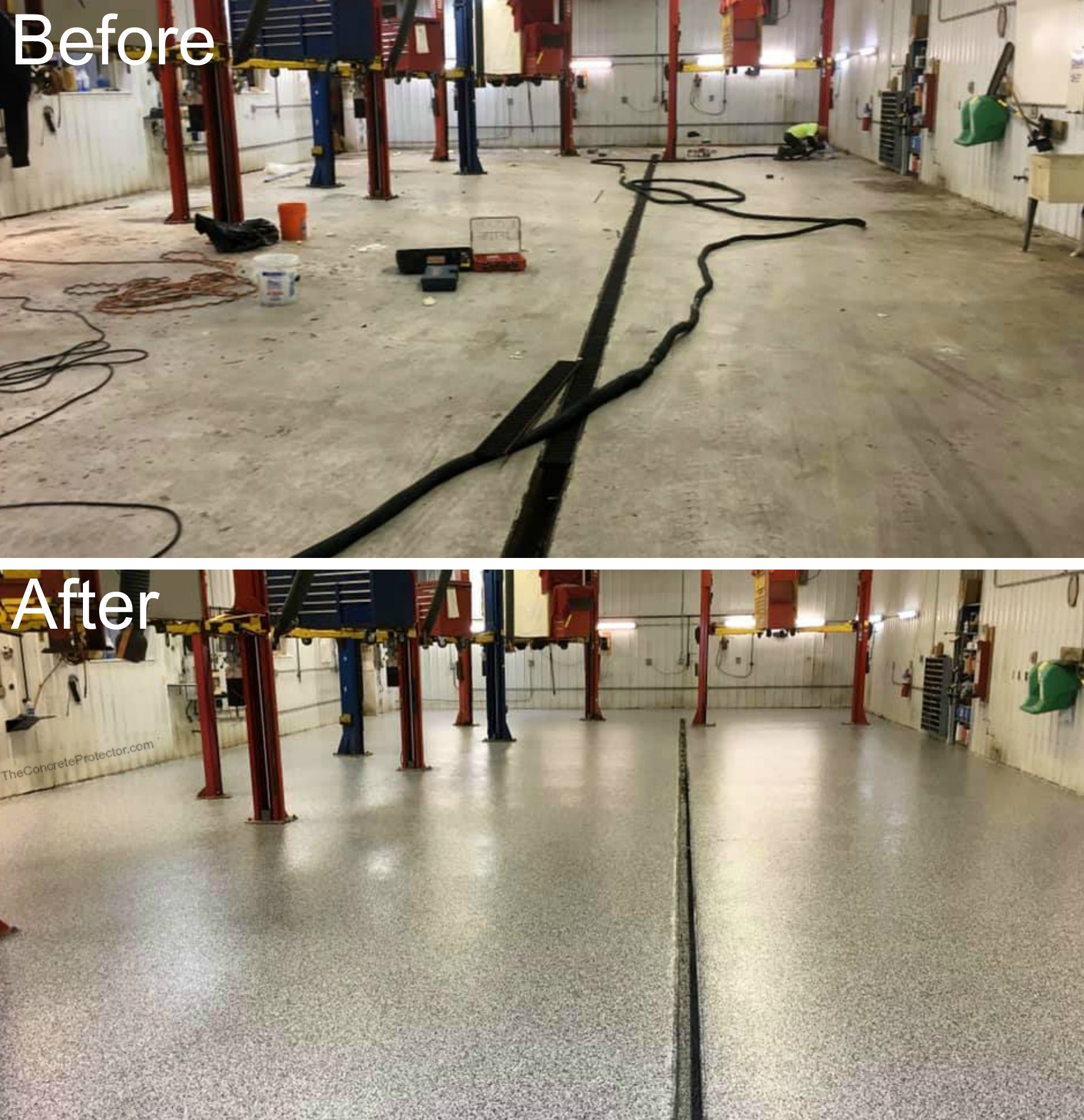 industrial epoxy floors before and after