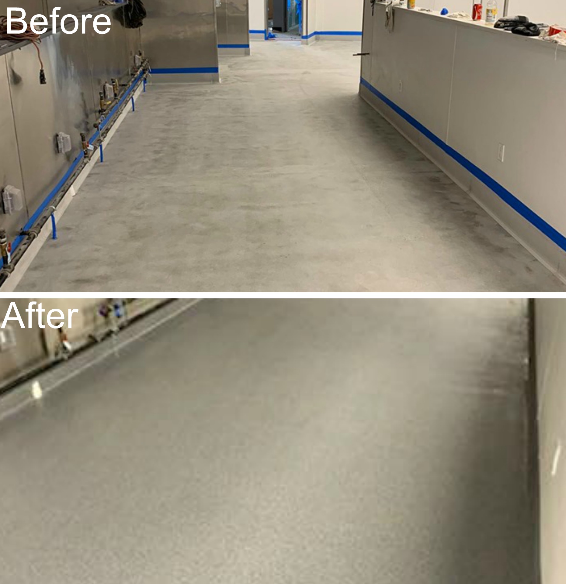 industrial epoxy flooring before and after
